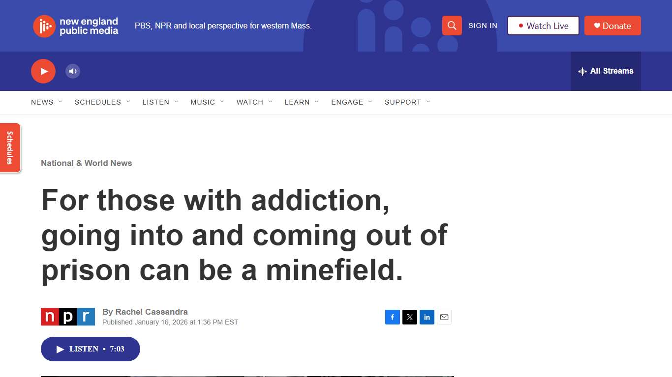 For those with addiction, going into and coming out of prison can be a minefield. | New England Public Media